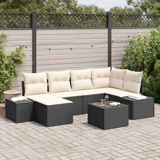 6 Dele Have Sofa Sæt Med Puder Brun Poly Rattan