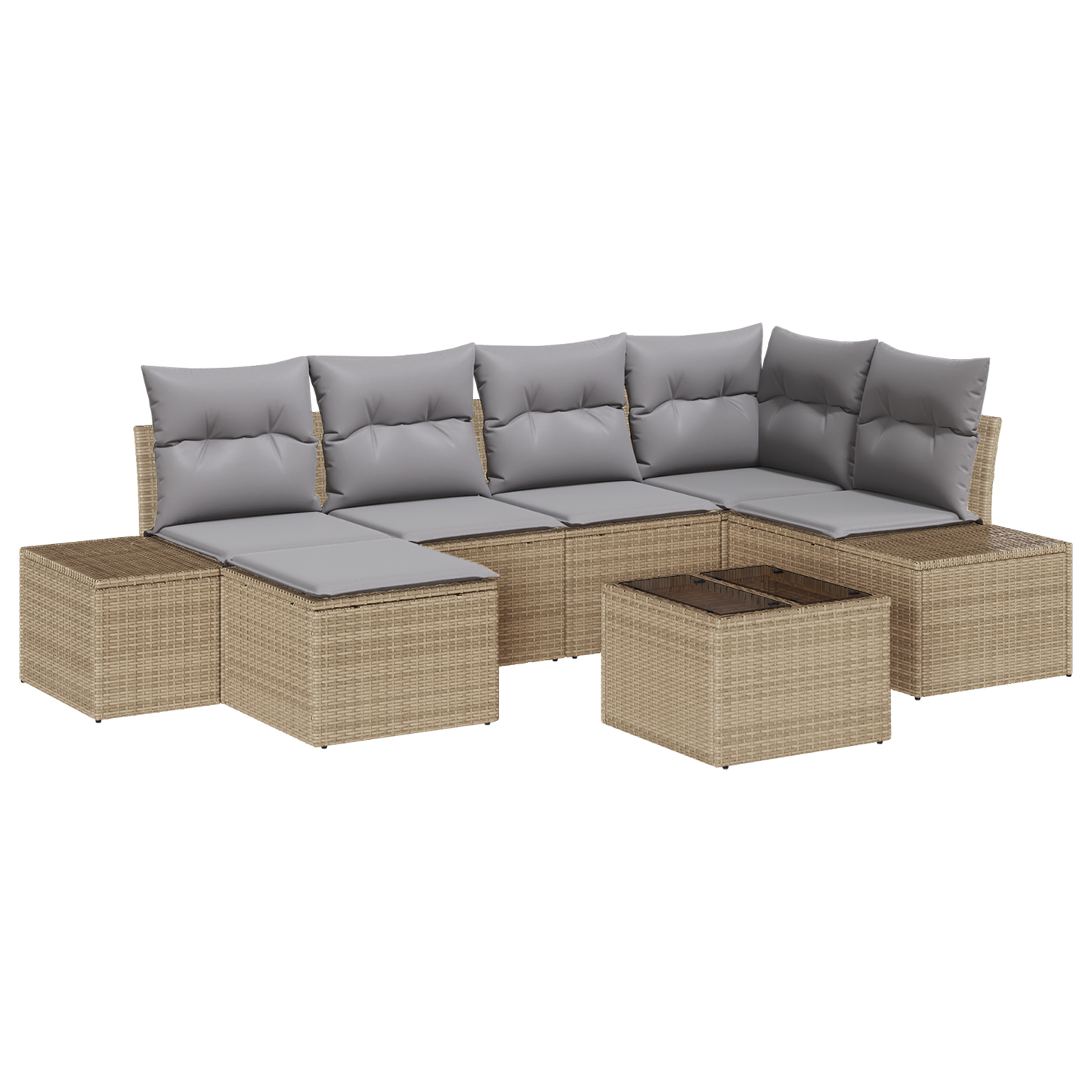 7 Delers Have Sofa Sæt Med Puder Sort Poly Rattan