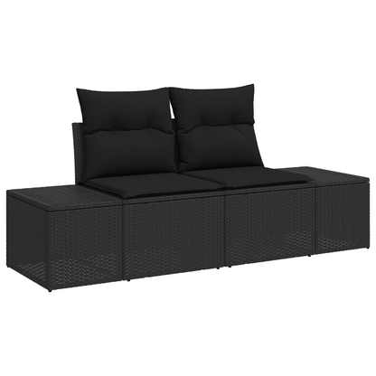 7 Personers Have Sofasæt Med Puder Sort Poly Rattan