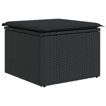 7 Personers Have Sofasæt Med Puder Sort Poly Rattan