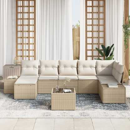 8 Dels Have Sofa Sæt Med Hynder Brun Poly Rattan