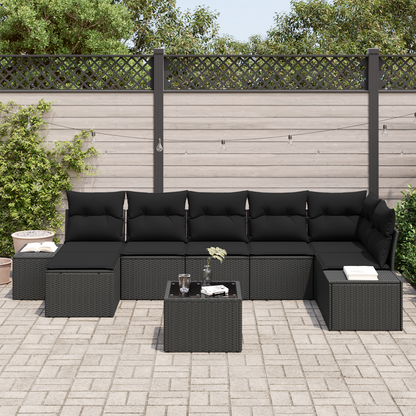 8-Delers Havesofa Sæt Med Puder Beige Polyrattan