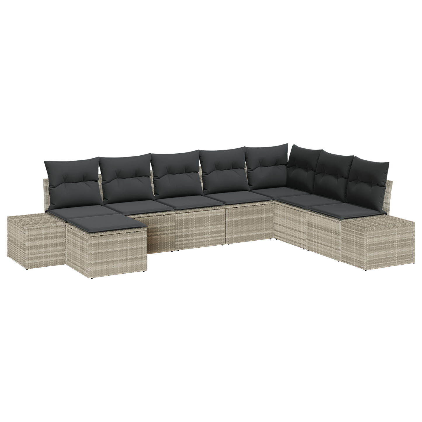8 Delt Have Sofa Sæt Med Puder Lysegrå Poly Rattan