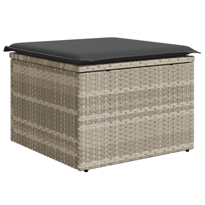8 Delt Have Sofa Sæt Med Puder Lysegrå Poly Rattan