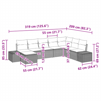 8 Delers Have Sofa Sæt Med Puder Sort Poly Rattan