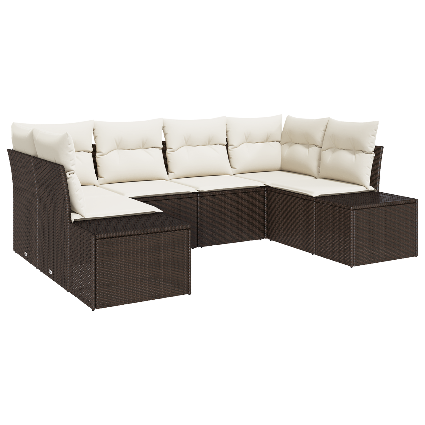6 Delers Have Sofa Sæt Med Puder Brun Poly Rattan