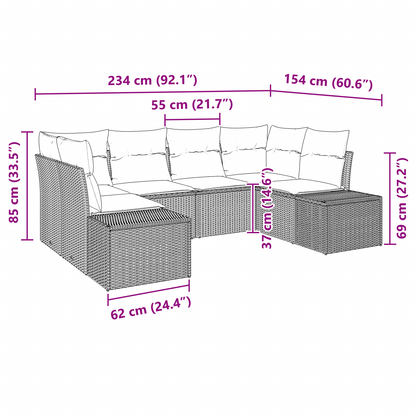 6 Delers Have Sofa Sæt Med Puder Brun Poly Rattan