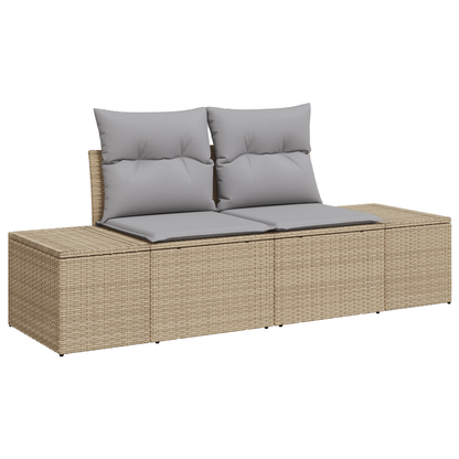 10-Delt Havemøbelsæt Med Puder Sort Poly Rattan