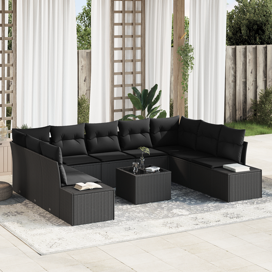 10 Stk. Have Sofa Sæt Med Puder Beige Poly Rattan
