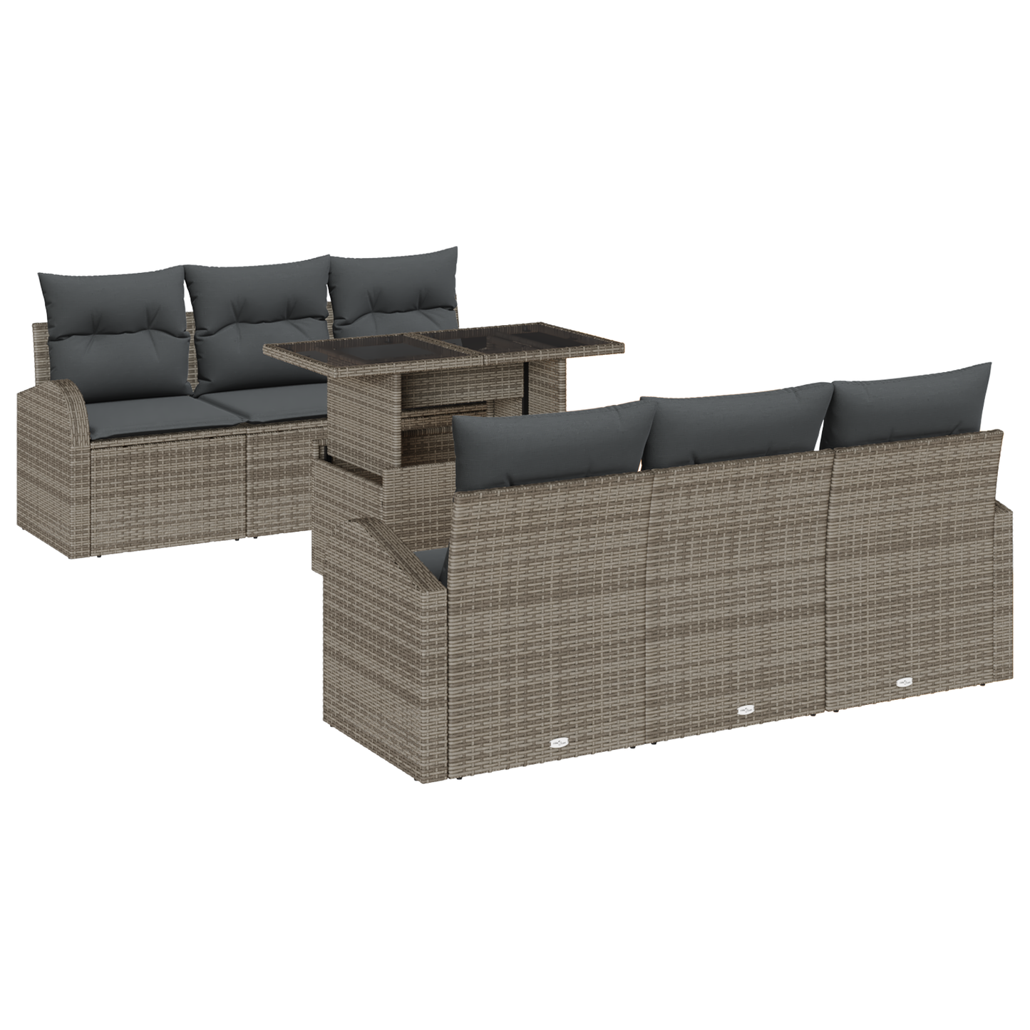 7-Delt Have Sofa Sæt Med Puder Grå Polyrattan