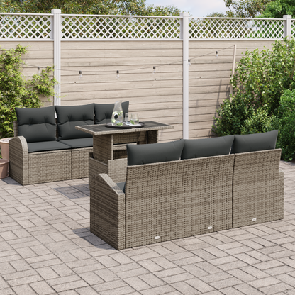 7-Delt Have Sofa Sæt Med Puder Grå Polyrattan