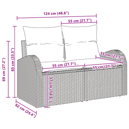 7-Delt Have Sofa Sæt Med Puder Grå Polyrattan