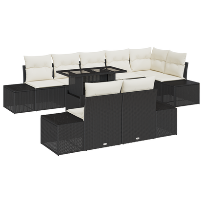 9-Delers Have Sofa Sæt Med Puder Sort Poly Rattan