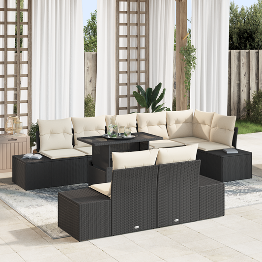 9-Delers Have Sofa Sæt Med Puder Sort Poly Rattan