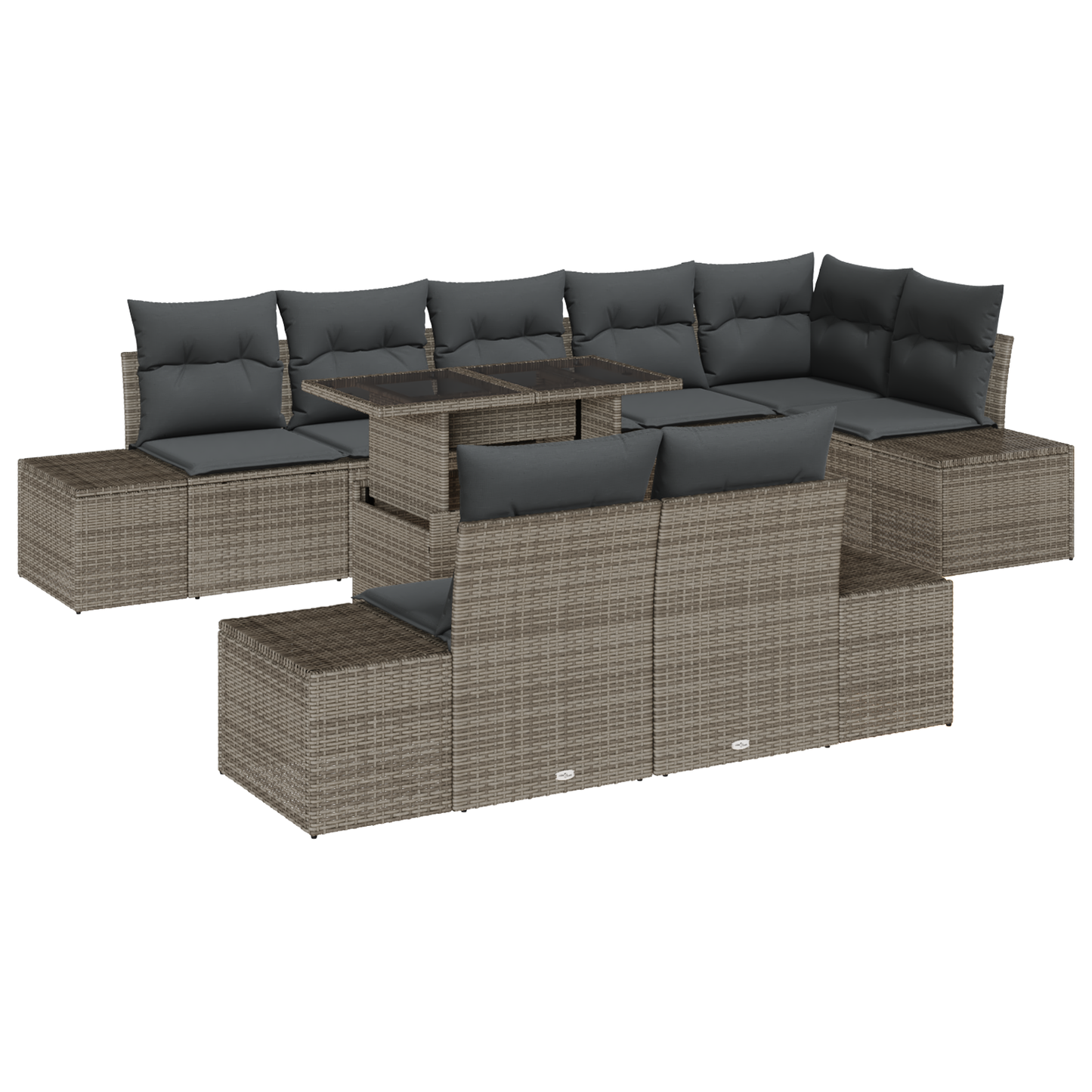 9-Delt Have Sofa Sæt Med Puder Grå Poly Rattan
