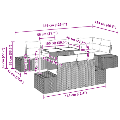 9 Stykker Have Sofa Sæt Med Puder Beige Poly Rattan