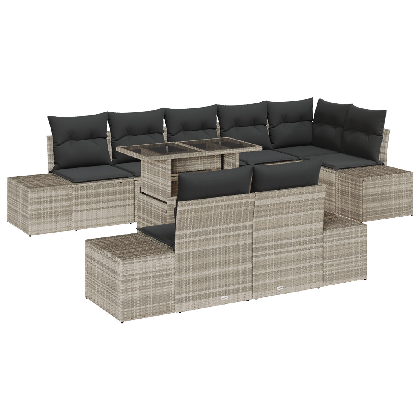 9 Delt Have Sofa Sæt Med Puder Lys Grå Poly Rattan