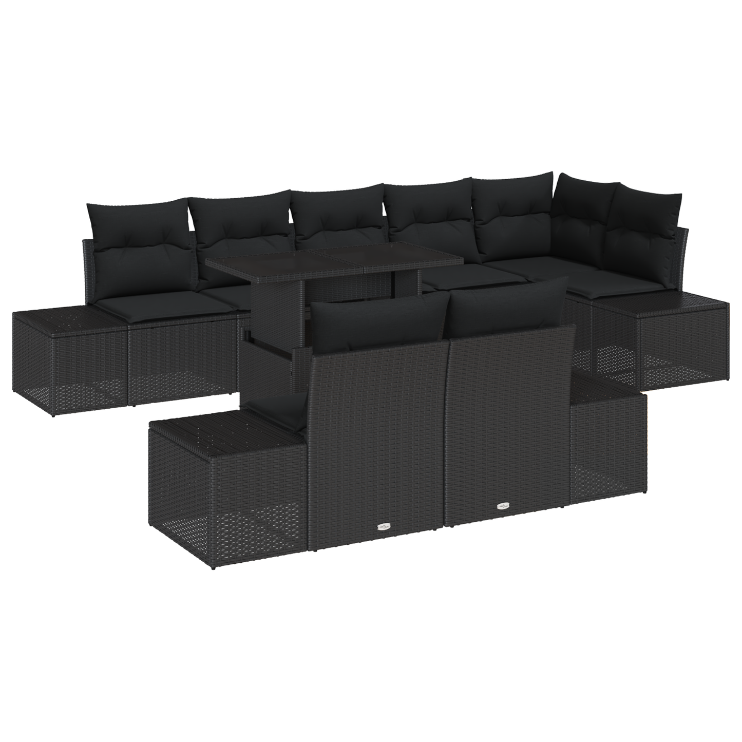 9-Delt Hav Sofasæt Med Puder Sort Poly Rattan
