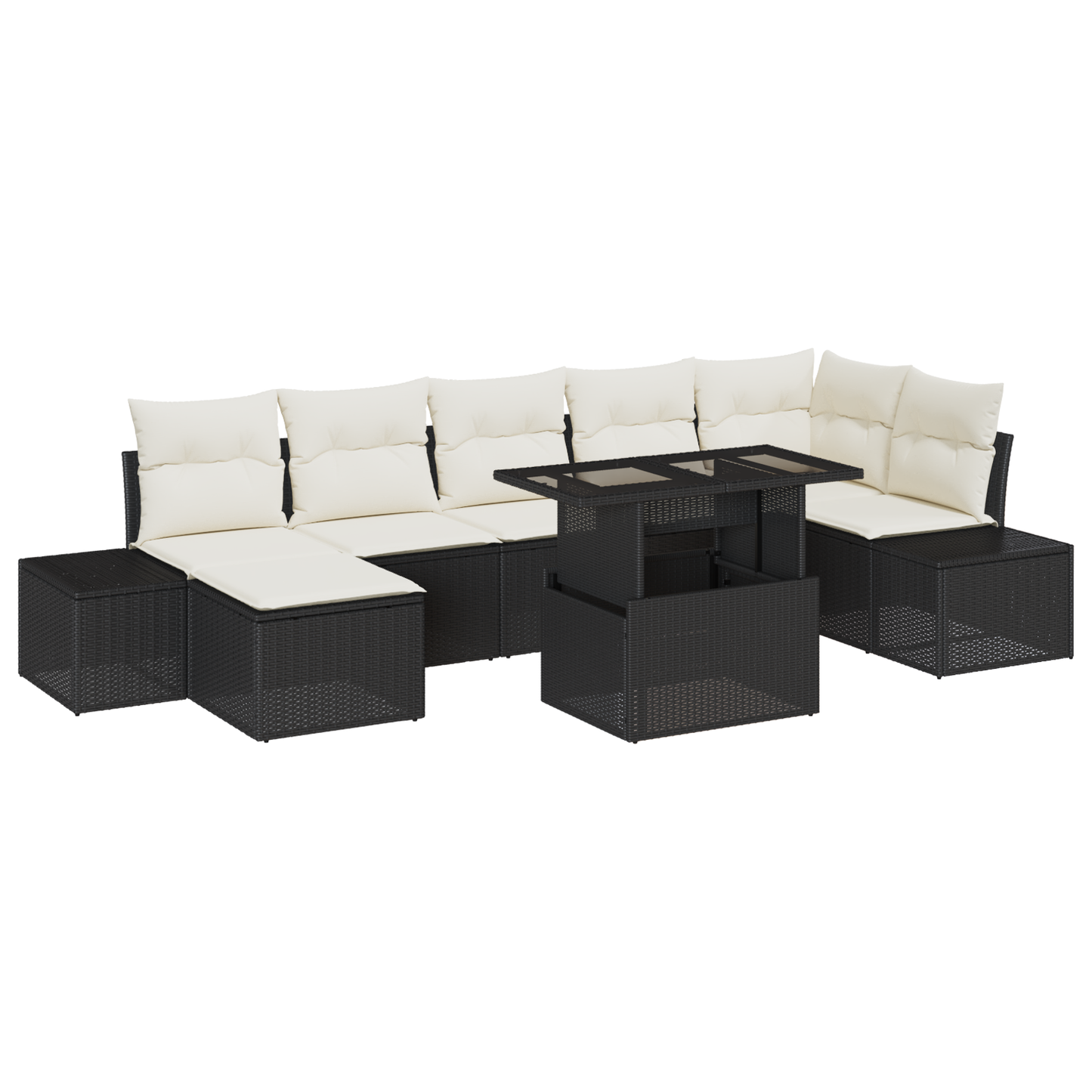 8 Personers Have Sofa Sæt Med Puder Sort Poly Rattan