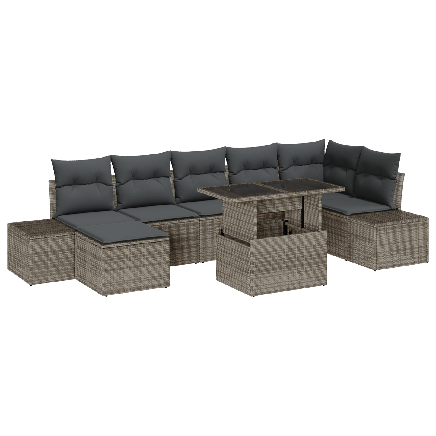 8 Dels Have Sofa Sæt Med Puder Grå Poly Rattan