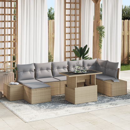 8 Dele Have Sofagruppe Med Puder Beige Poly Rattan