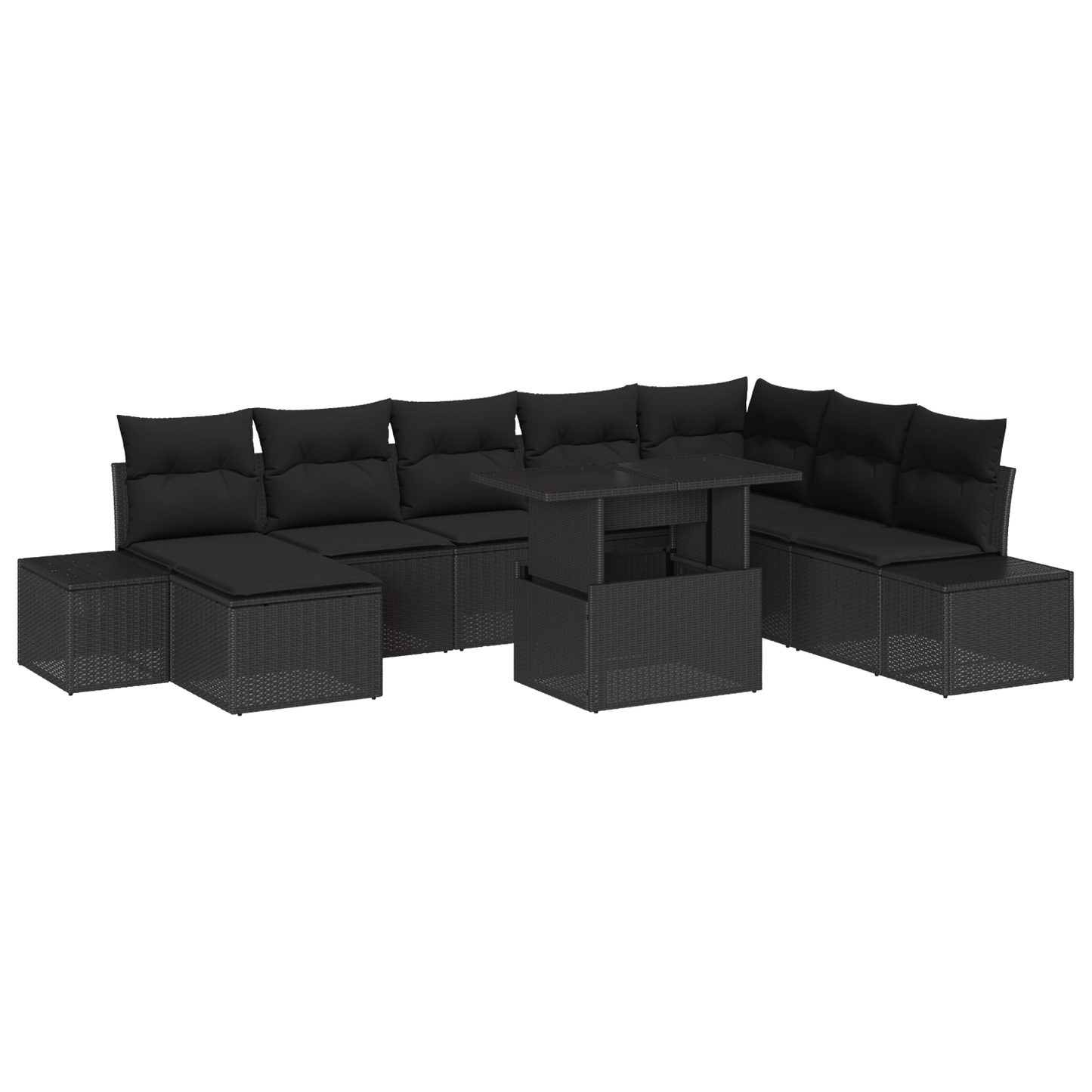 9-Delt Sofa Sæt Til Haven Med Puder Sort Poly Rattan