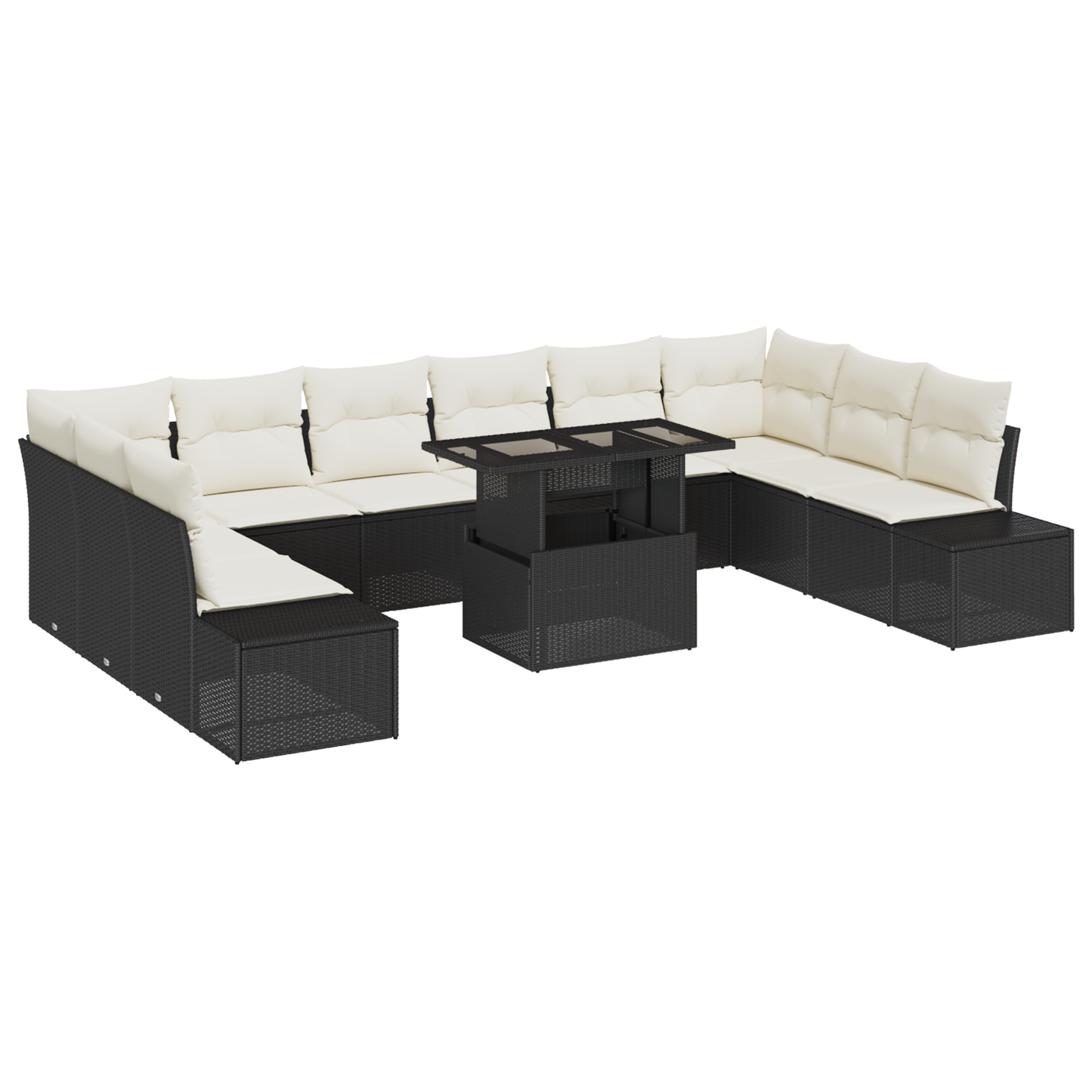 11-Dele Have Sofa Sæt Med Puder Sort Poly Rattan