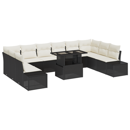 11-Dele Have Sofa Sæt Med Puder Sort Poly Rattan