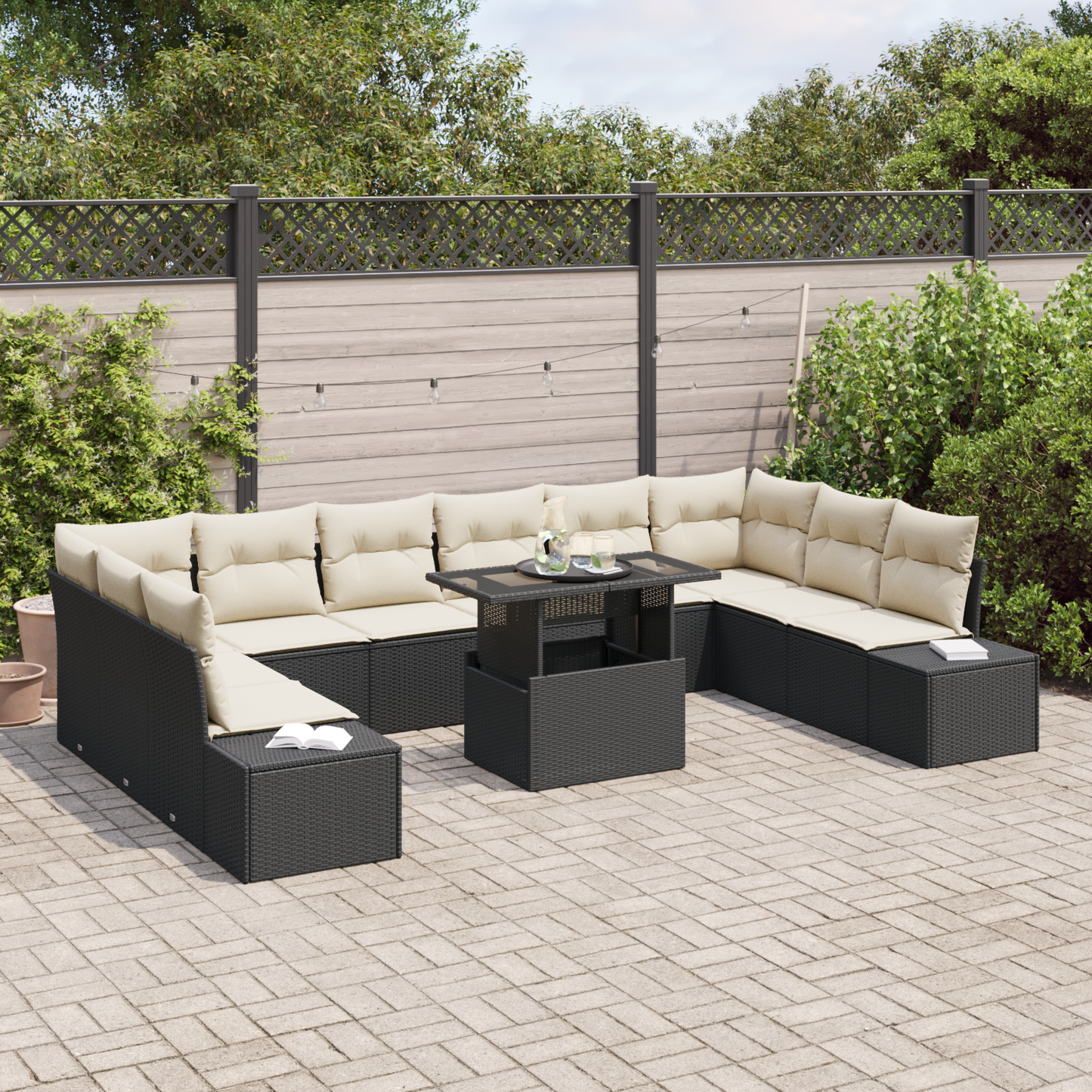11-Dele Have Sofa Sæt Med Puder Sort Poly Rattan