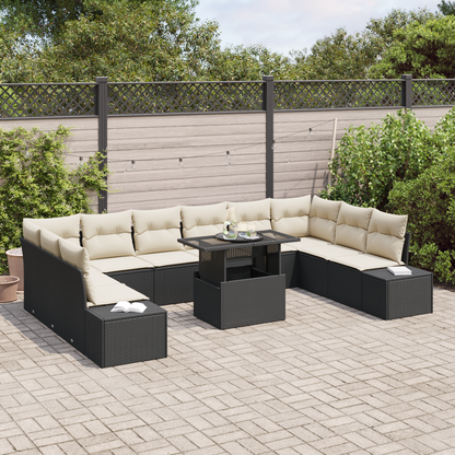 11-Dele Have Sofa Sæt Med Puder Sort Poly Rattan