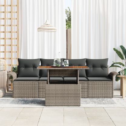 5 Dels Have Sofa Sæt Med Puder Grå Poly Rattan Akacietræ