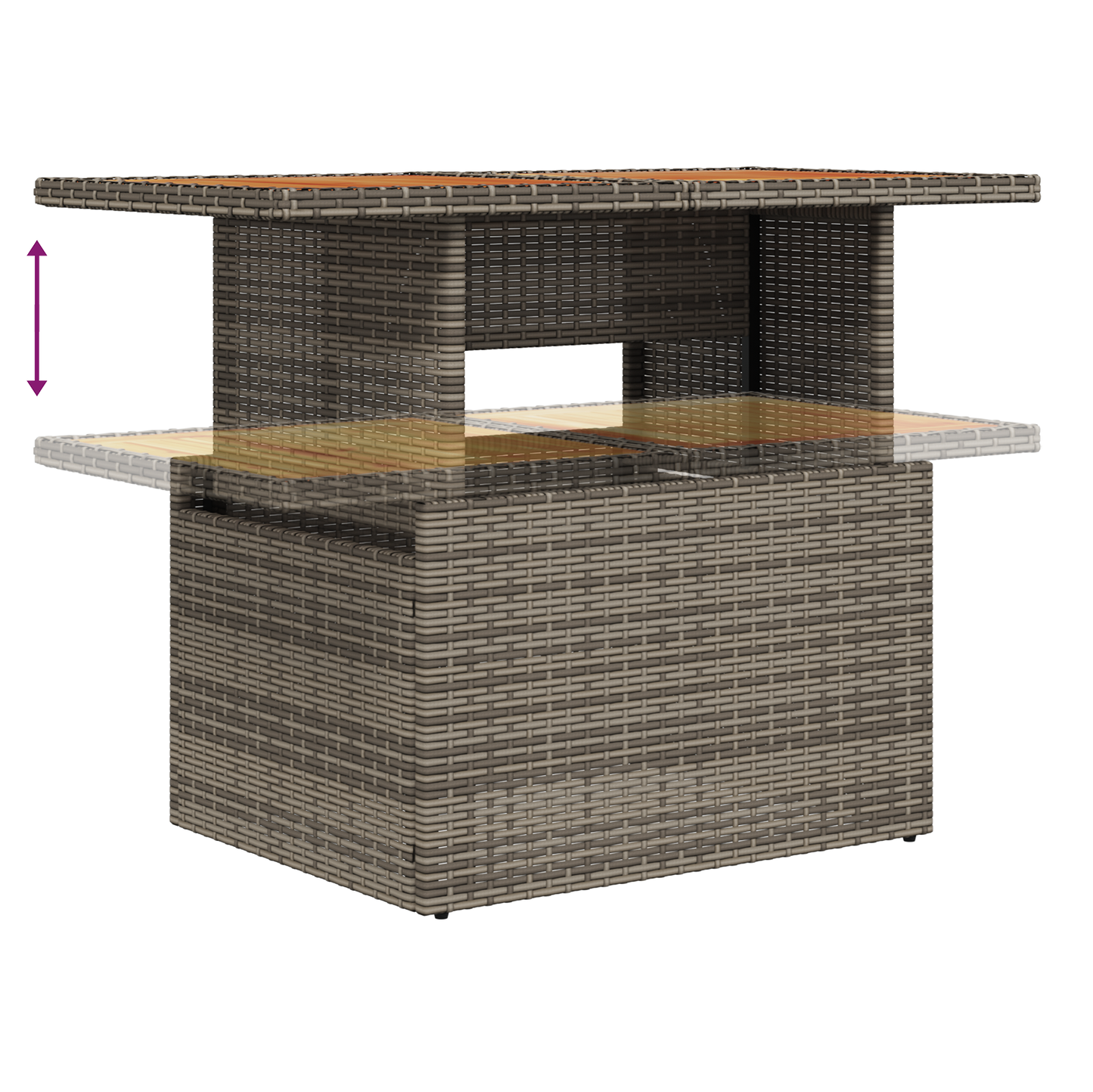 9 Delt Have Sofa Sæt Med Puder Grå Poly Rattan Acacia