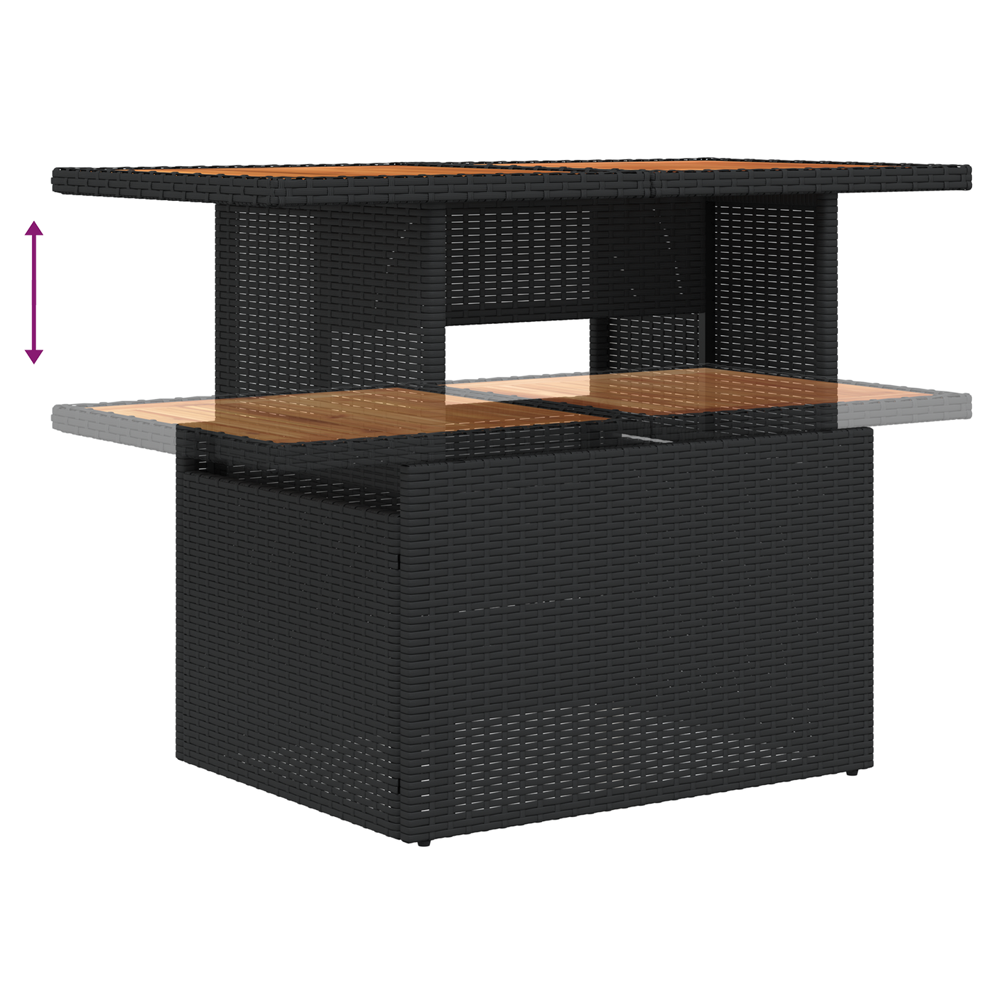 5 Dele Have Spisebord Sæt Med Puder Sort Poly Rattan Akacia