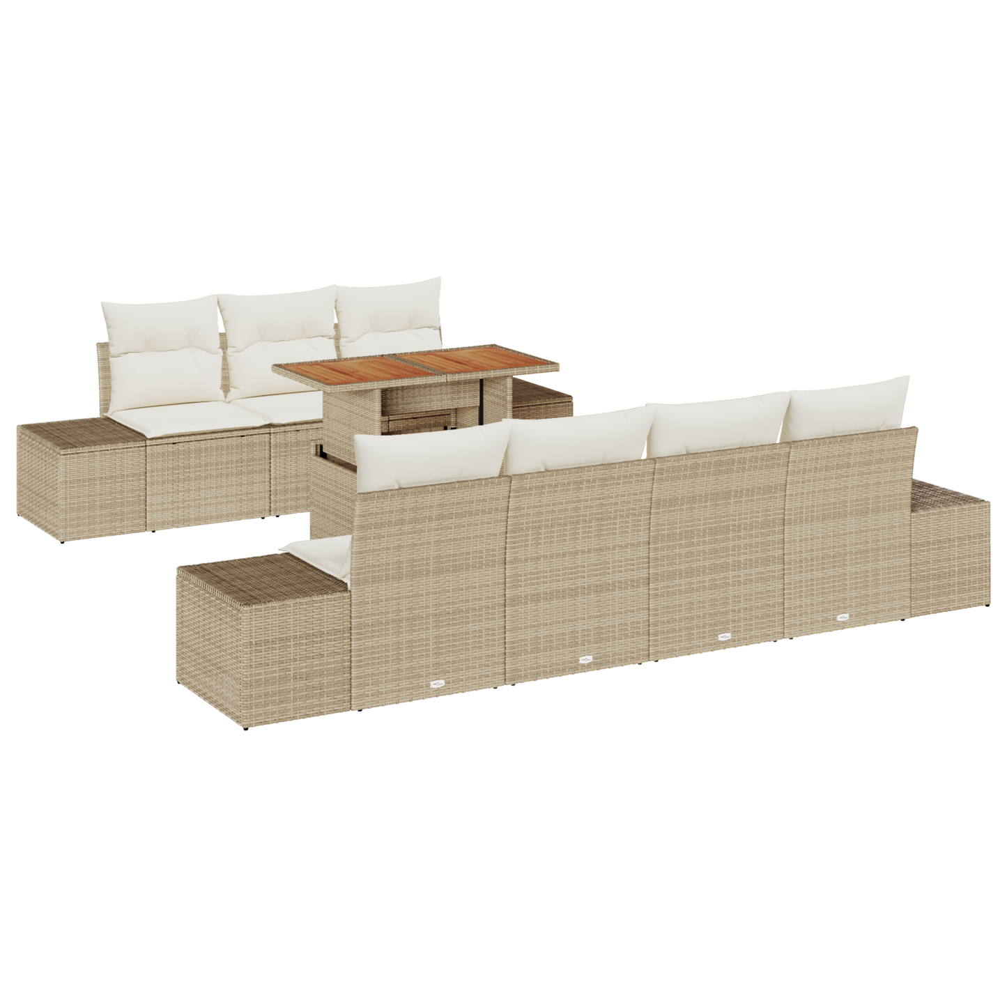 8-Delt Have Spisesæt Med Puder Beige Poly Rattan Akacie
