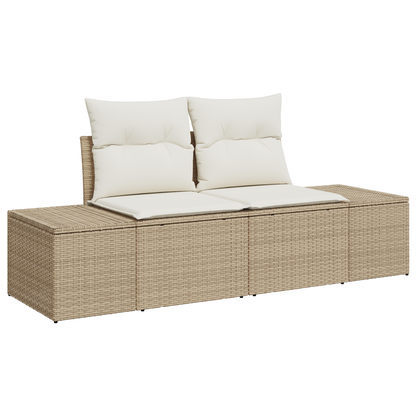 10 Stykker Have Spisesæt Med Hynder Beige Poly Rattan Akacietræ