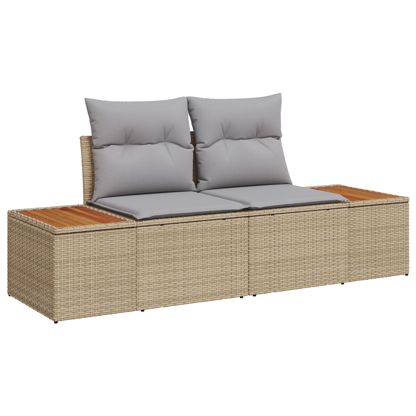 10 Delers Have Spisesæt Med Puder Beige Poly Rattan Akacie