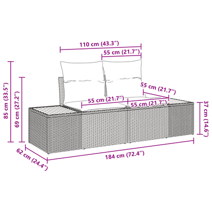 10 Pieces Have Spisebord Sætl Med Puder Beigefarvet Poly Rattan Akacie