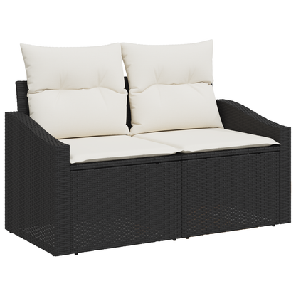3-Delt Have Dining Sæt Med Pude I Sort Poly Rattan