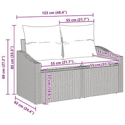 8 Delers Have Spisestel Med Puder Beige Poly Rattan