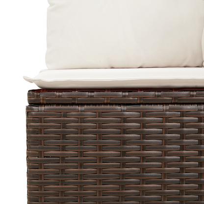9 Dels Have Spisebord Sæt Med Puder Brun Poly Rattan