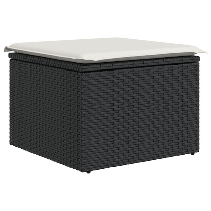 5-Delt Have Spisebord Sæt Med Puder Sort Poly Rattan