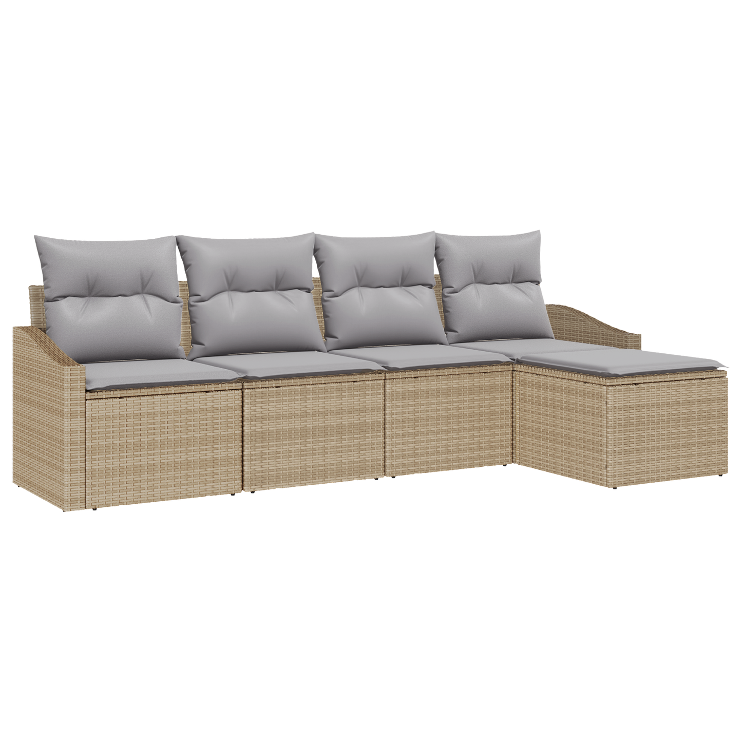 5 Delers Have Spisebord Sæt Med Puder Beige Poly Rattan