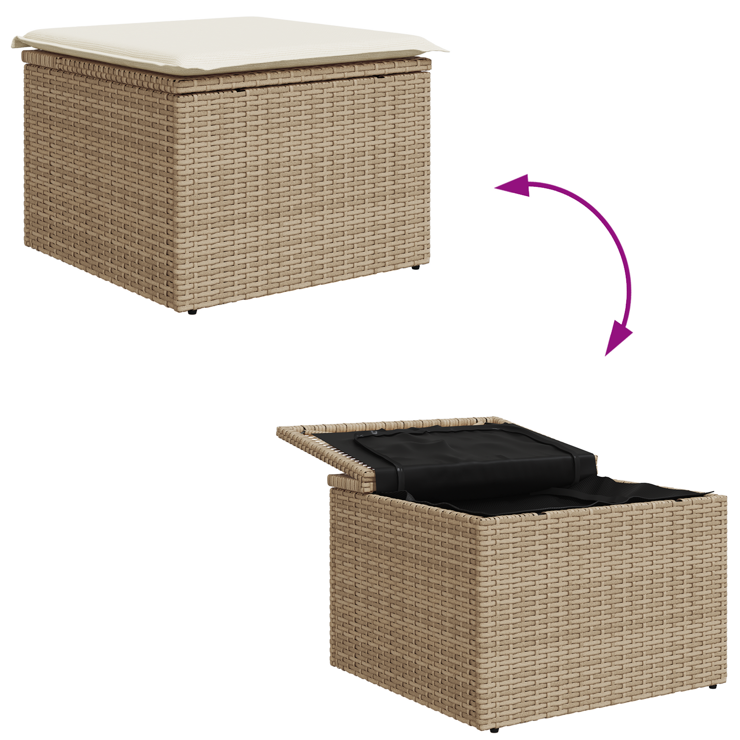 5-Delt Havemøbelsæt Med Puder Beige Poly Rattan