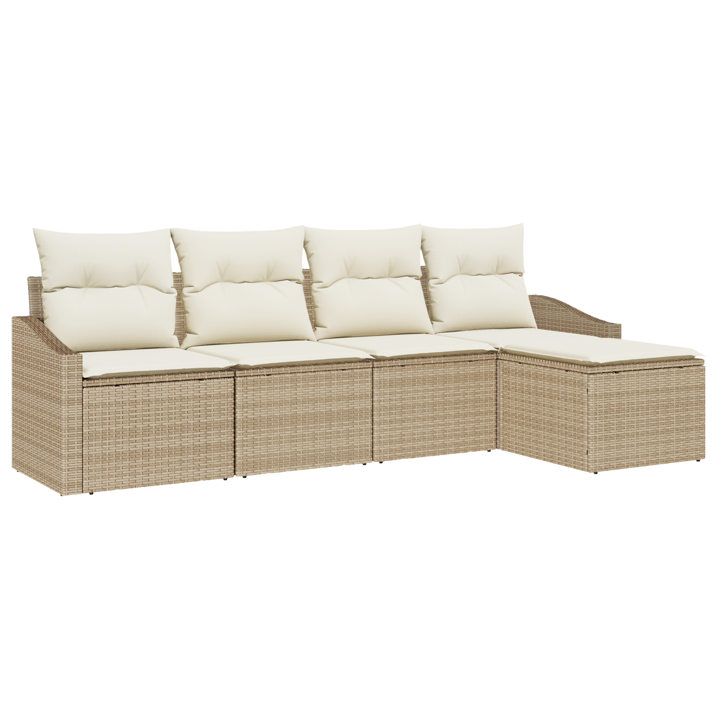 5-Delt Havemøbelsæt Med Puder Beige Poly Rattan