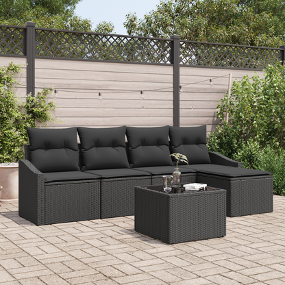 6 Delers Have Spisesæt Med Puder Beige Poly Rattan