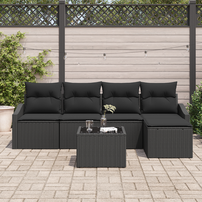 6 Delers Have Spisesæt Med Puder Beige Poly Rattan