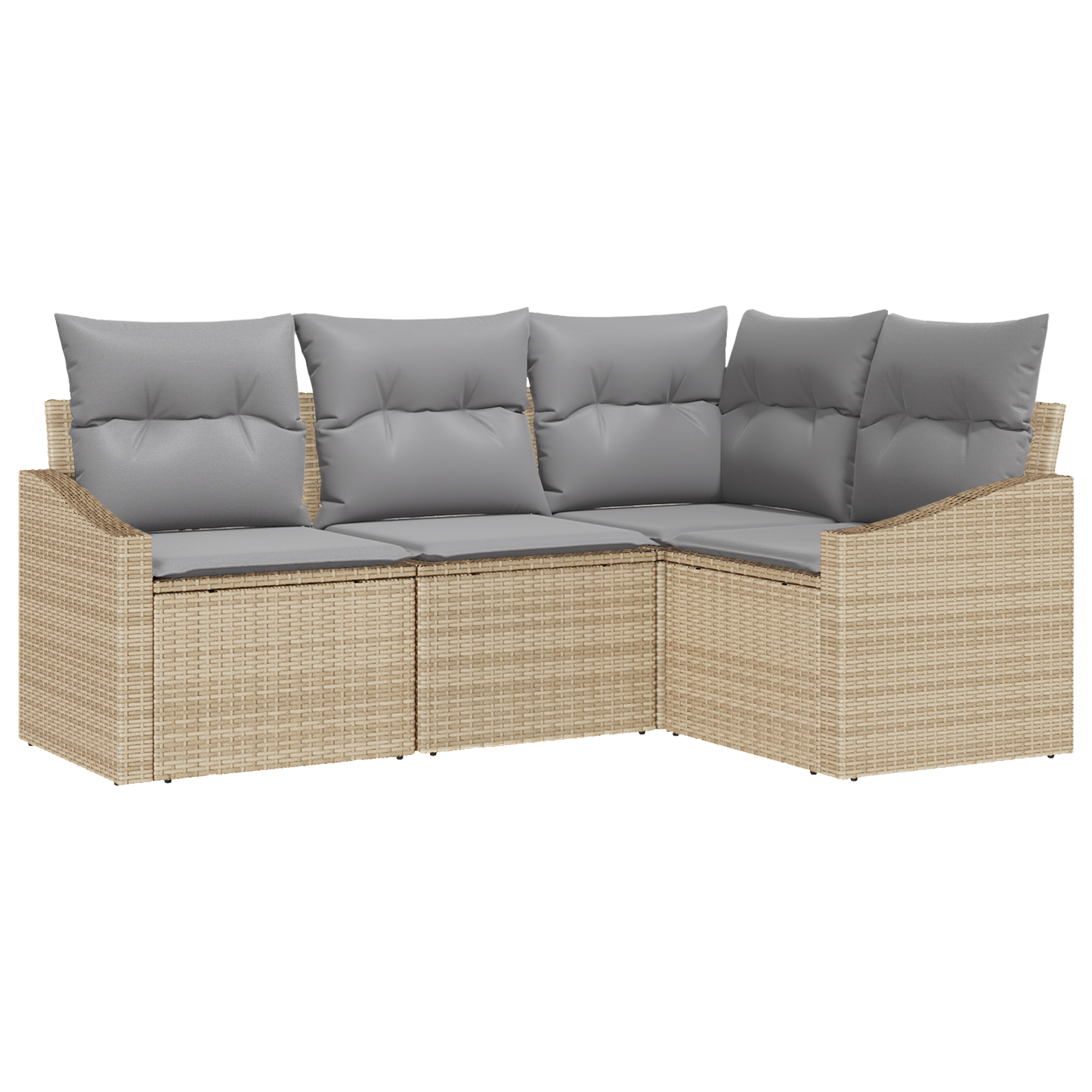 4 Delt Have Spisebordssæt Med Puder Beige Poly Rattan