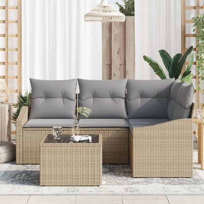 5-Delt Havemøbelsæt Med Puder Sort Poly Rattan