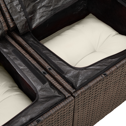 5 Delers Have Spisestel Med Puder Brun Poly Rattan