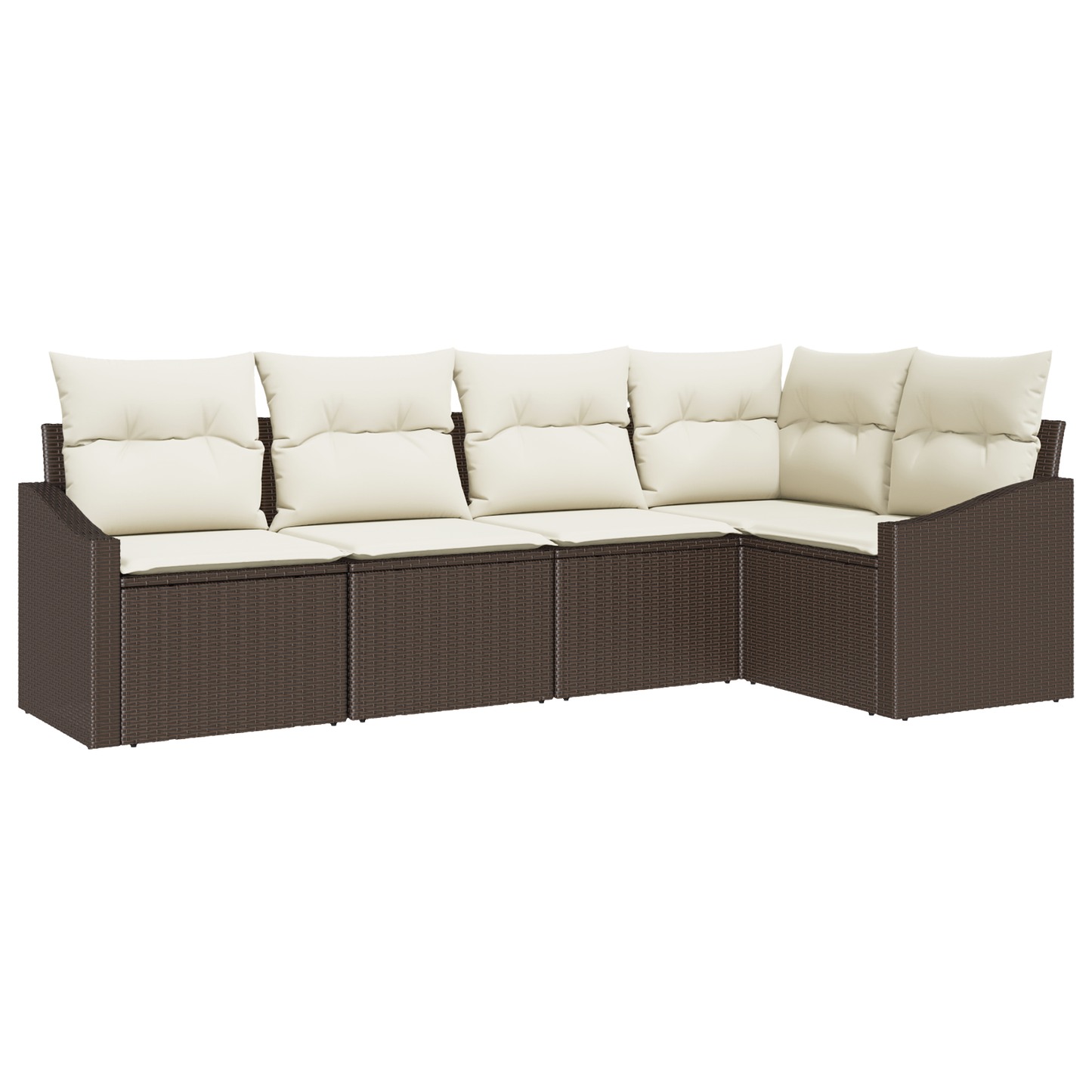 5 Delers Have Spisestel Med Puder Brun Poly Rattan